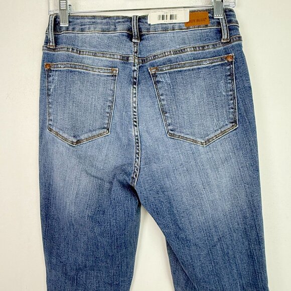 NWT Judy Blue High Waist Skinny Fit Jeans Lemon Patch Distressed Size 5 27 NEW - Picture 10 of 12